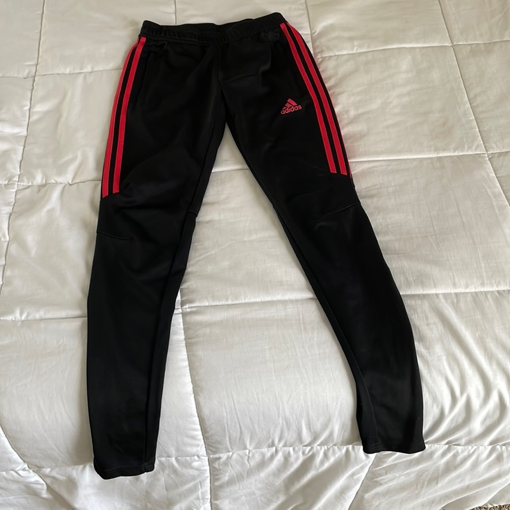 adidas Black Sweatpants with Red Stripes